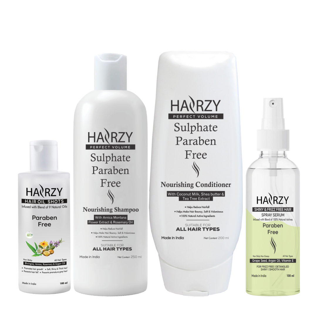 Hairzy Shampoo,Conditioner,Oil Shots and Spray Serum Combo